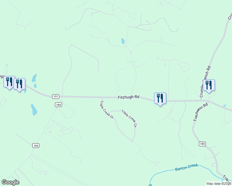 map of restaurants, bars, coffee shops, grocery stores, and more near 15736 Fitzhugh Road in Dripping Springs