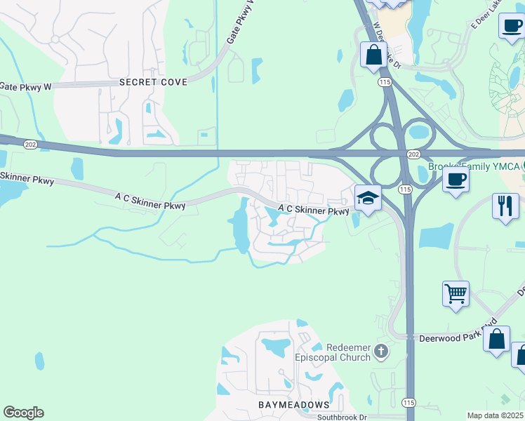 map of restaurants, bars, coffee shops, grocery stores, and more near 4911 Key Lime Drive in Jacksonville