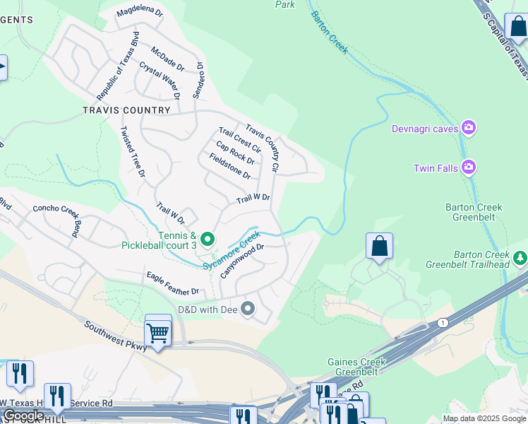 map of restaurants, bars, coffee shops, grocery stores, and more near in Austin