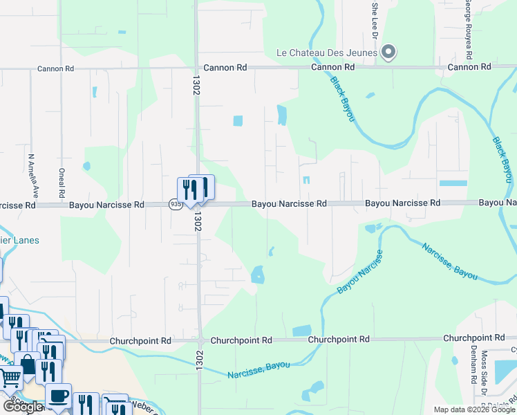 map of restaurants, bars, coffee shops, grocery stores, and more near 42119 Bayou Narcisse Road in Gonzales