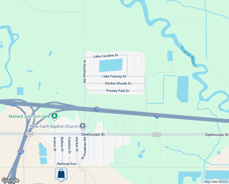 map of restaurants, bars, coffee shops, grocery stores, and more near 4391 Presley Park Drive in Lake Charles