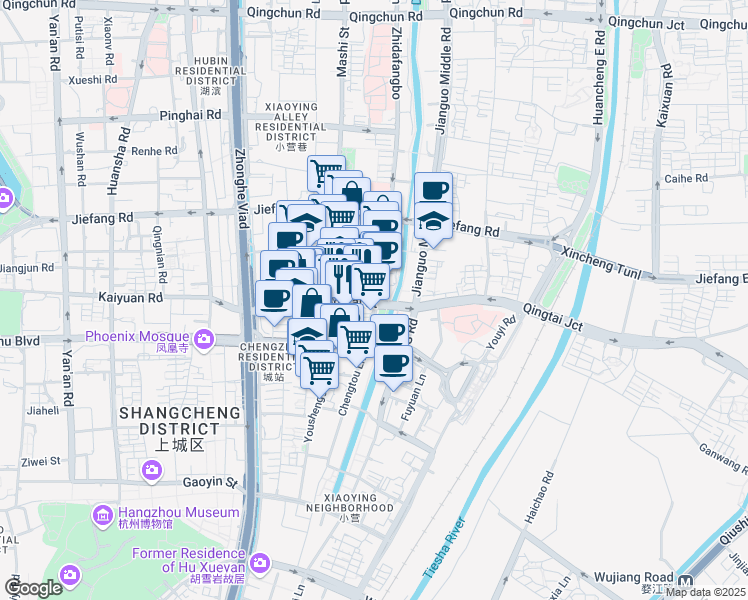 map of restaurants, bars, coffee shops, grocery stores, and more near in Hangzhou