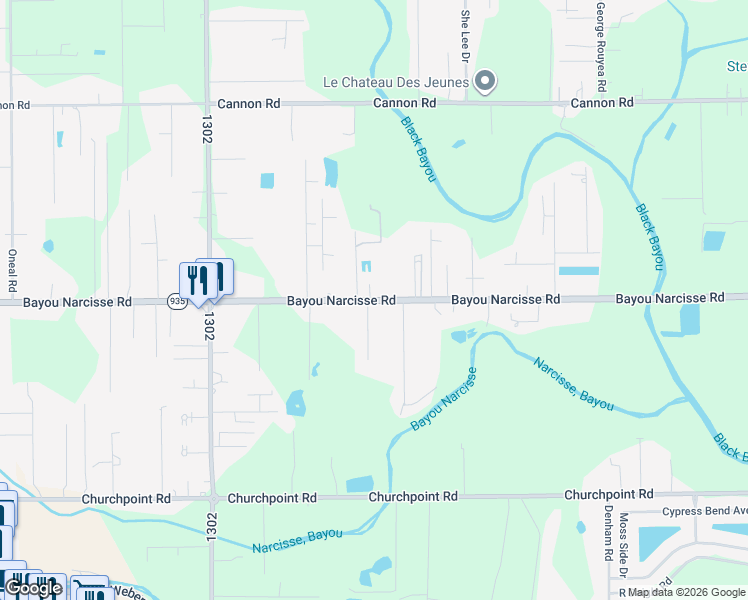 map of restaurants, bars, coffee shops, grocery stores, and more near 42222 Bayou Narcisse Road in Gonzales