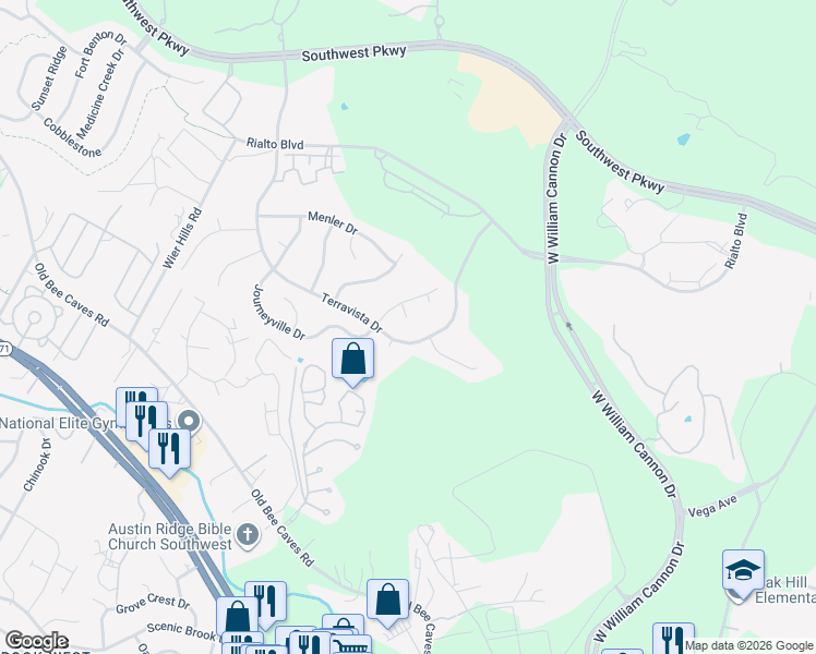 map of restaurants, bars, coffee shops, grocery stores, and more near 5712 Keli Court in Austin
