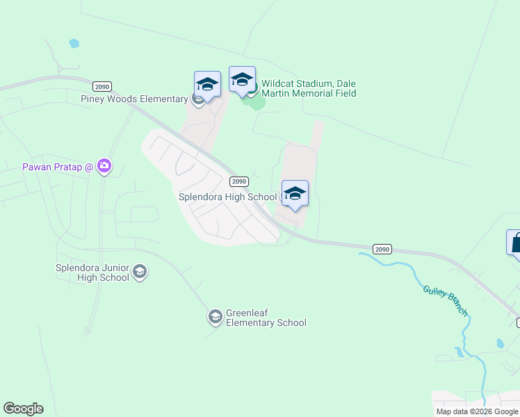 map of restaurants, bars, coffee shops, grocery stores, and more near 23698 Farm to Market 2090 in Splendora