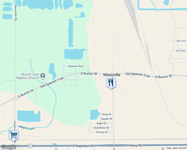 map of restaurants, bars, coffee shops, grocery stores, and more near 4224 E Burton St in Sulphur