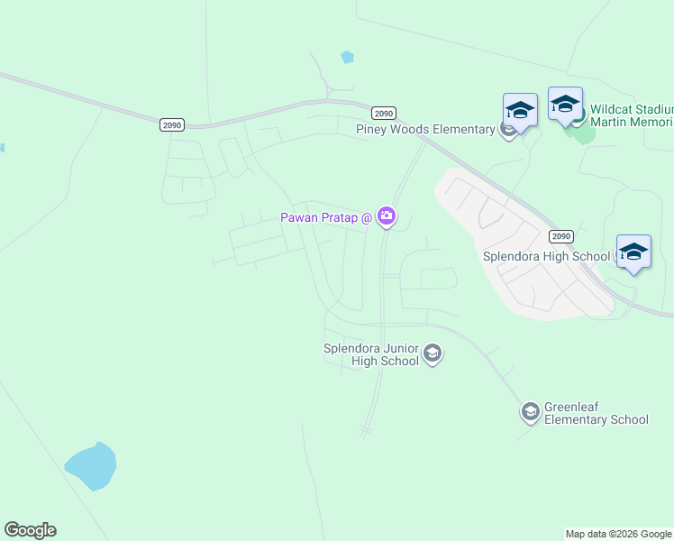 map of restaurants, bars, coffee shops, grocery stores, and more near 13692 Aoudad Street in Splendora