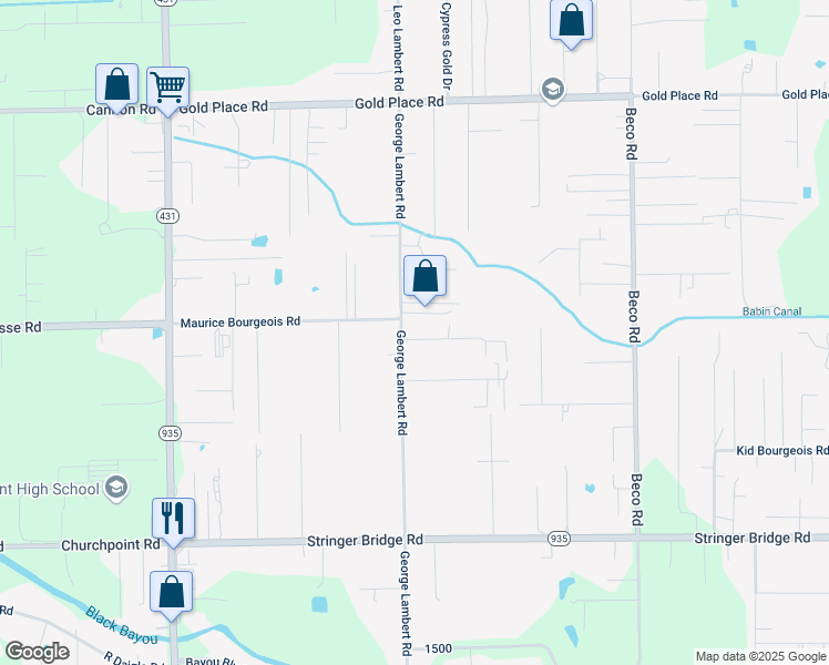 map of restaurants, bars, coffee shops, grocery stores, and more near 12260 George Lambert Road in Saint Amant