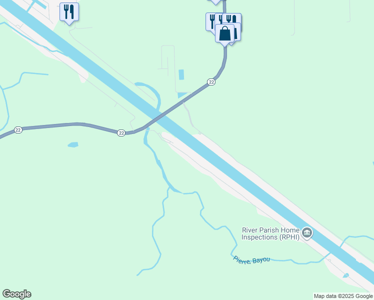map of restaurants, bars, coffee shops, grocery stores, and more near 12324 River Highlands Drive in Saint Amant