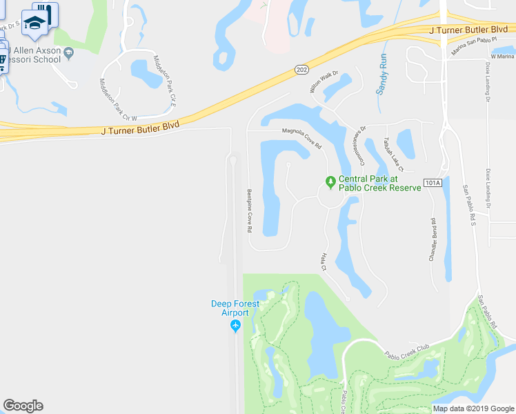 map of restaurants, bars, coffee shops, grocery stores, and more near 5317 Bentpine Cove Road in Jacksonville