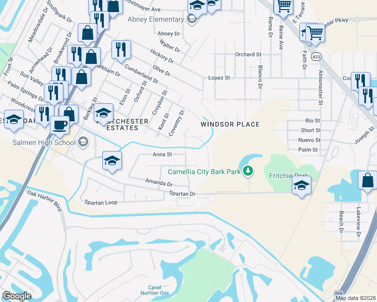 map of restaurants, bars, coffee shops, grocery stores, and more near 206 Annette Drive in Slidell