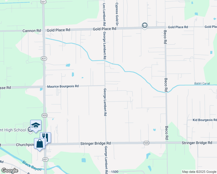 map of restaurants, bars, coffee shops, grocery stores, and more near 12260 George Lambert Road in Saint Amant