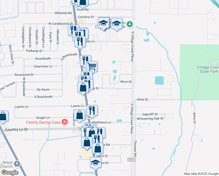 map of restaurants, bars, coffee shops, grocery stores, and more near 234 Dana Street in Lumberton