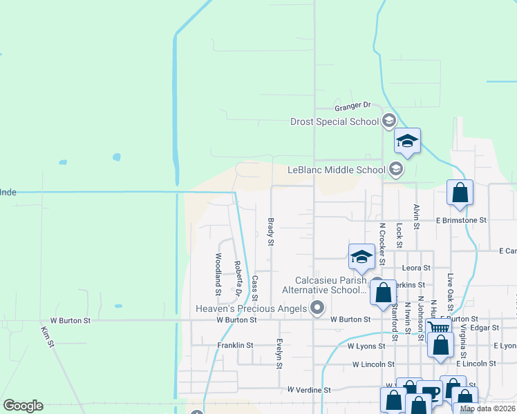 map of restaurants, bars, coffee shops, grocery stores, and more near 1016 Cass Street in Sulphur