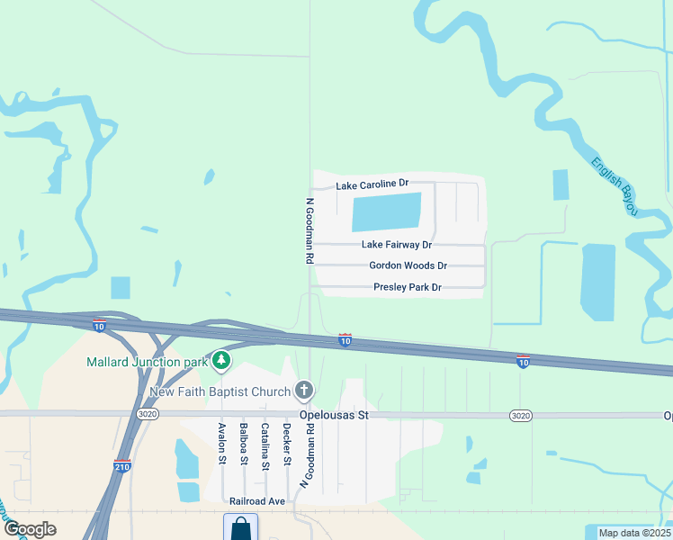 map of restaurants, bars, coffee shops, grocery stores, and more near 4329 Gordon Woods Drive in Lake Charles