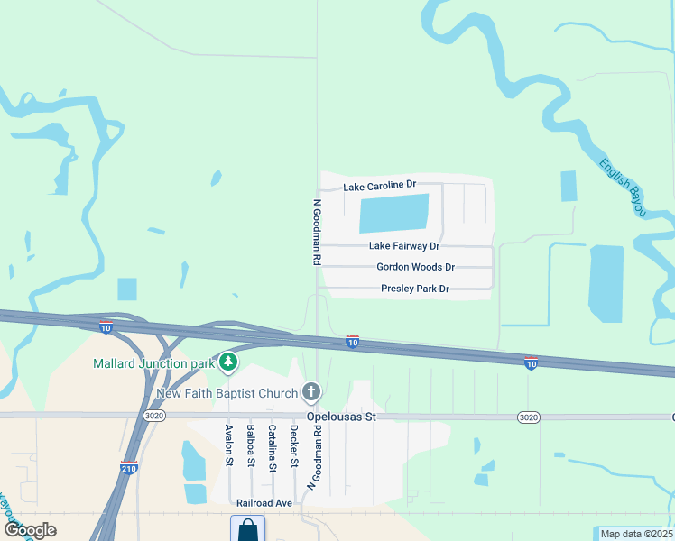 map of restaurants, bars, coffee shops, grocery stores, and more near 4321 Gordon Woods Drive in Lake Charles