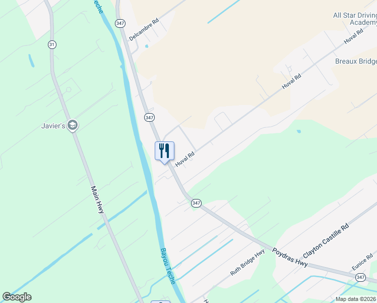 map of restaurants, bars, coffee shops, grocery stores, and more near 1017 Carol Comb Road in Breaux Bridge