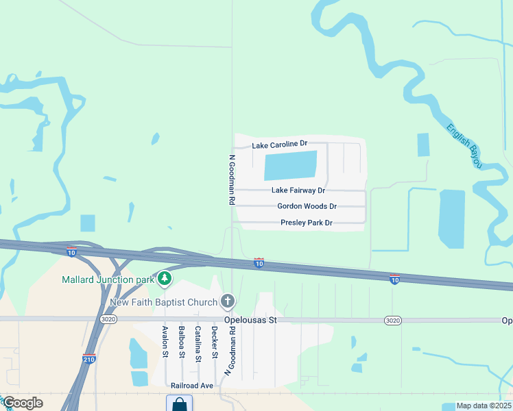 map of restaurants, bars, coffee shops, grocery stores, and more near 4332 Gordon Woods Drive in Lake Charles