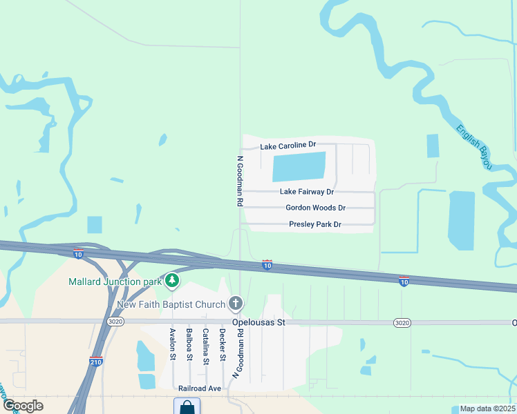 map of restaurants, bars, coffee shops, grocery stores, and more near 4324 Gordon Woods Drive in Lake Charles