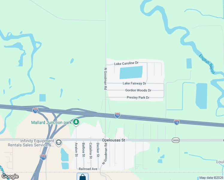 map of restaurants, bars, coffee shops, grocery stores, and more near 4320 Gordon Woods Drive in Lake Charles