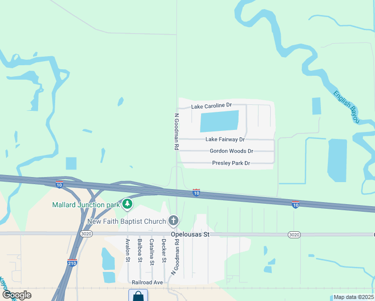 map of restaurants, bars, coffee shops, grocery stores, and more near 4320 Gordon Woods Drive in Lake Charles