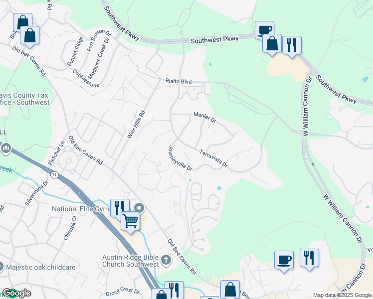 map of restaurants, bars, coffee shops, grocery stores, and more near 6009 Kelsing Cove in Austin