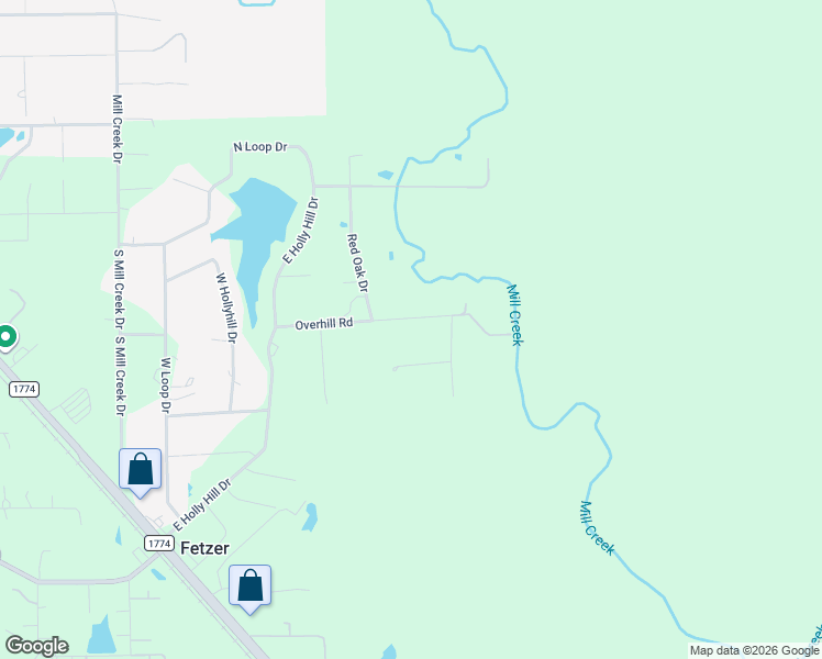 map of restaurants, bars, coffee shops, grocery stores, and more near 12123 Overhill Road in Plantersville