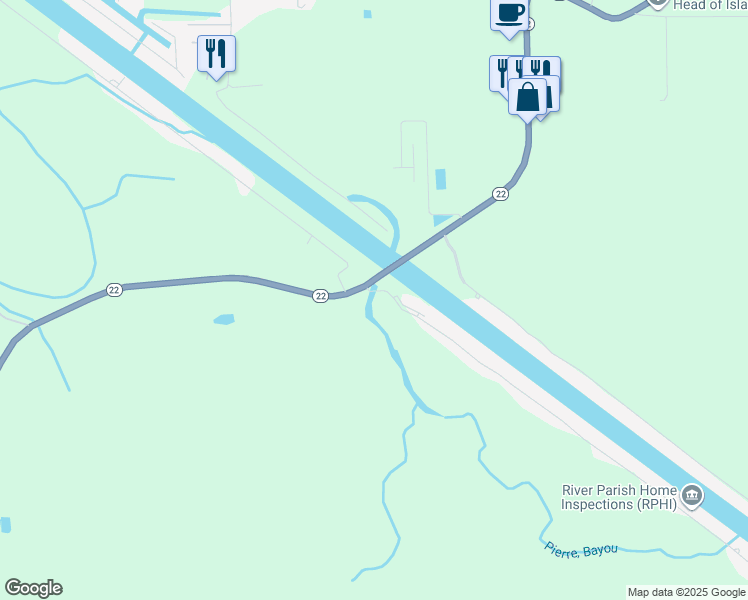 map of restaurants, bars, coffee shops, grocery stores, and more near 12430 River Highlands Drive in Saint Amant