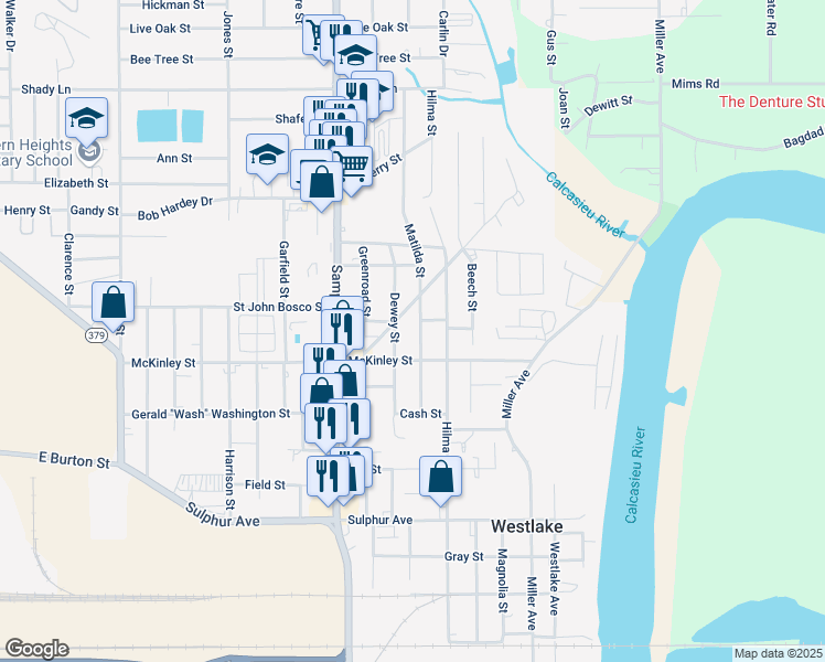 map of restaurants, bars, coffee shops, grocery stores, and more near 1211 Matilda Street in Westlake