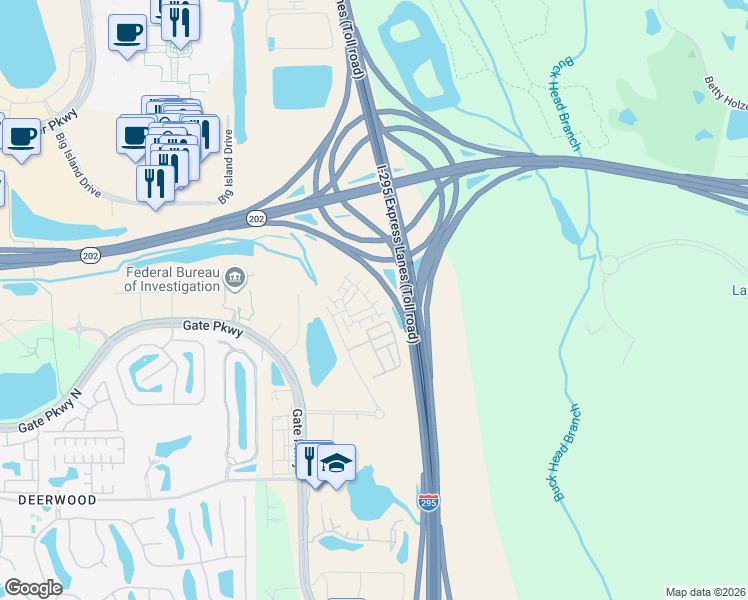 map of restaurants, bars, coffee shops, grocery stores, and more near 11330 Spring Tide Way in Jacksonville