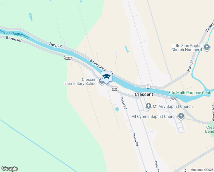 map of restaurants, bars, coffee shops, grocery stores, and more near 62575 Bayou Road in Plaquemine