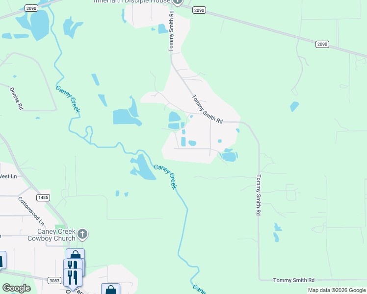 map of restaurants, bars, coffee shops, grocery stores, and more near 18186 Blackberry Road in Conroe