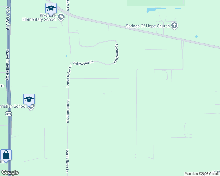 map of restaurants, bars, coffee shops, grocery stores, and more near 118 Will Road in Crawfordville