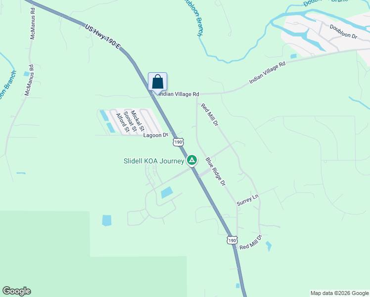 map of restaurants, bars, coffee shops, grocery stores, and more near 41697 US Highway 190 East in Slidell