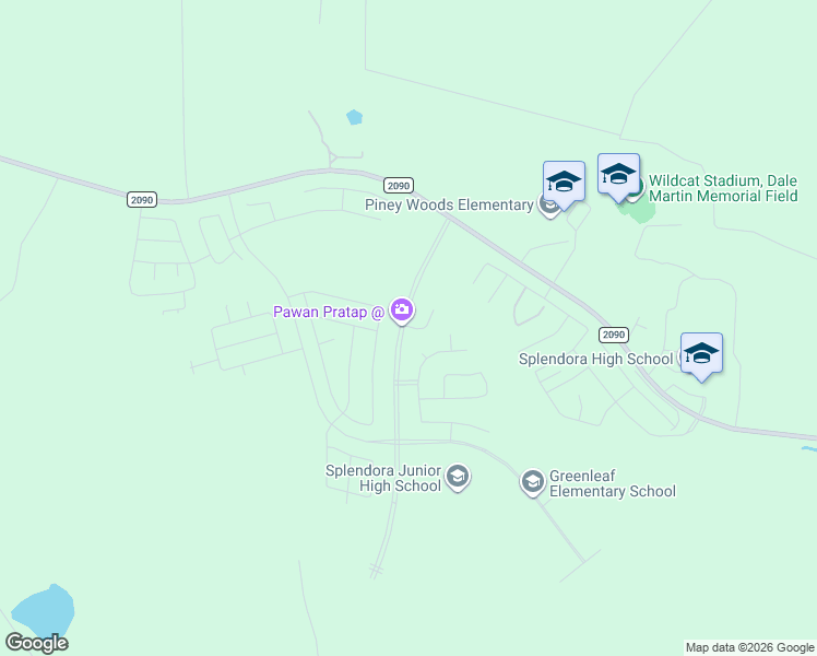 map of restaurants, bars, coffee shops, grocery stores, and more near 13825 Diamondback Drive in Splendora