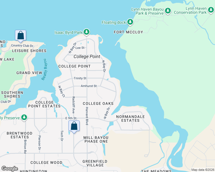 map of restaurants, bars, coffee shops, grocery stores, and more near 2439 Amherst Street in Lynn Haven
