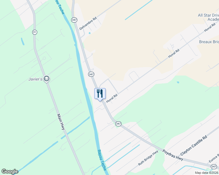 map of restaurants, bars, coffee shops, grocery stores, and more near 1017 Carol Comb Road in Breaux Bridge