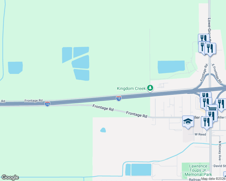 map of restaurants, bars, coffee shops, grocery stores, and more near 8408-8598 Frontage Road in Iowa