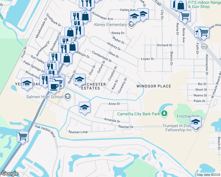 map of restaurants, bars, coffee shops, grocery stores, and more near 3861 Kent Street in Slidell