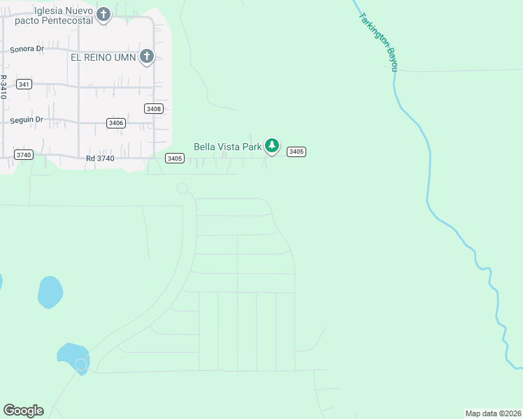 map of restaurants, bars, coffee shops, grocery stores, and more near 2370 Road 3405 in Cleveland