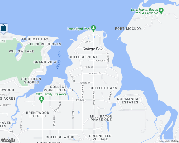 map of restaurants, bars, coffee shops, grocery stores, and more near 2241 Amherst Street in Lynn Haven