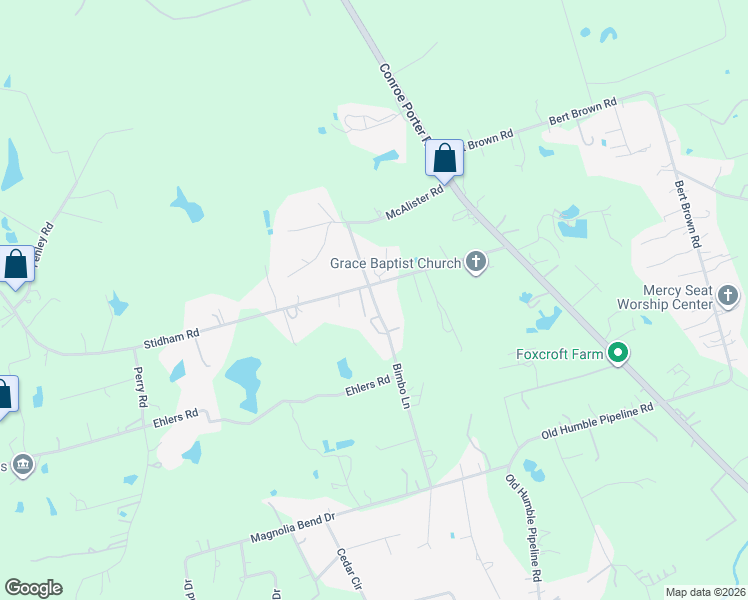 map of restaurants, bars, coffee shops, grocery stores, and more near 14097 Bimbo Ln in Conroe