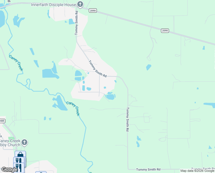 map of restaurants, bars, coffee shops, grocery stores, and more near 18390 Blackberry Lane in Conroe