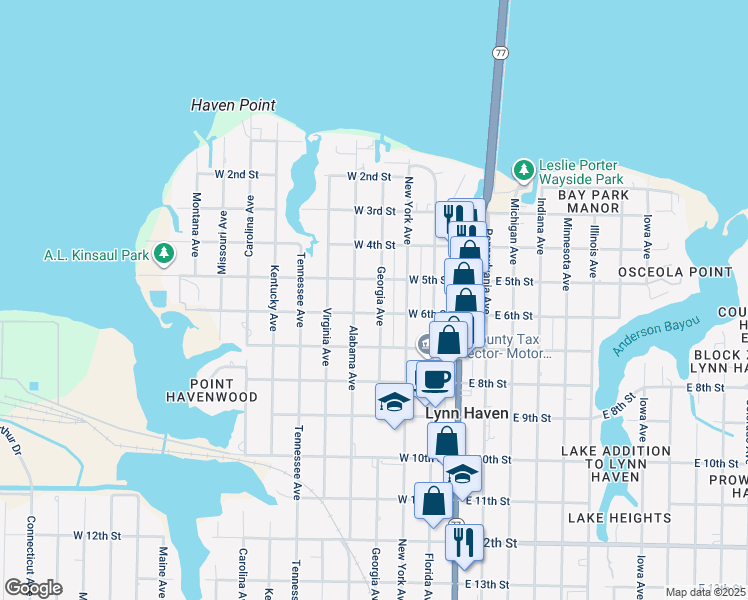 map of restaurants, bars, coffee shops, grocery stores, and more near 508 Georgia Avenue in Lynn Haven