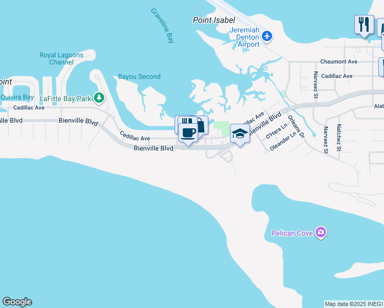 map of restaurants, bars, coffee shops, grocery stores, and more near 1509 Bienville Boulevard in Dauphin Island