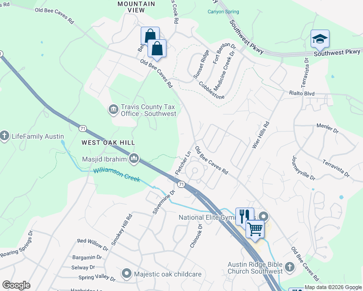 map of restaurants, bars, coffee shops, grocery stores, and more near 6300-6450 Fletcher Lane in Austin