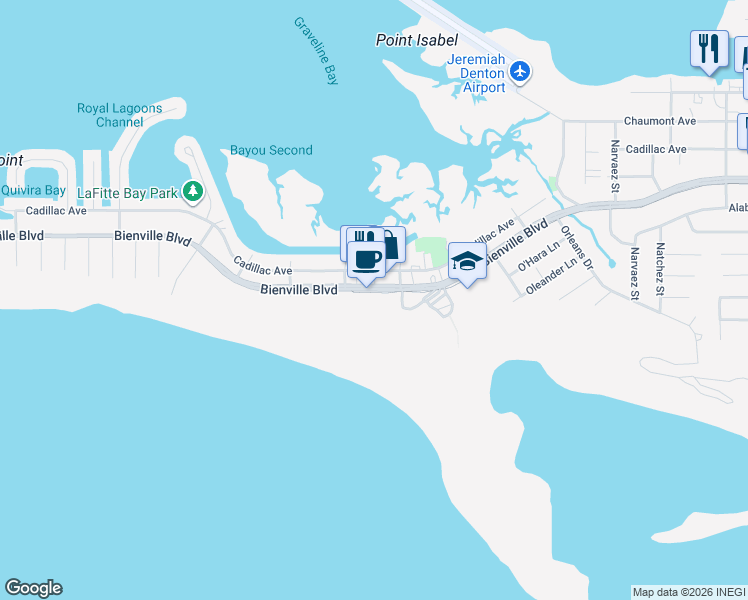 map of restaurants, bars, coffee shops, grocery stores, and more near 1509 Bienville Boulevard in Dauphin Island