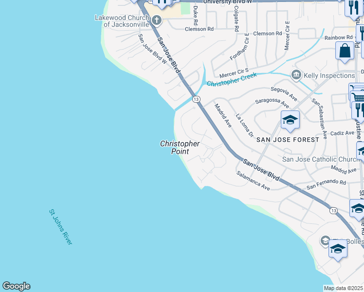 map of restaurants, bars, coffee shops, grocery stores, and more near 6730 Epping Forest Way North in Jacksonville