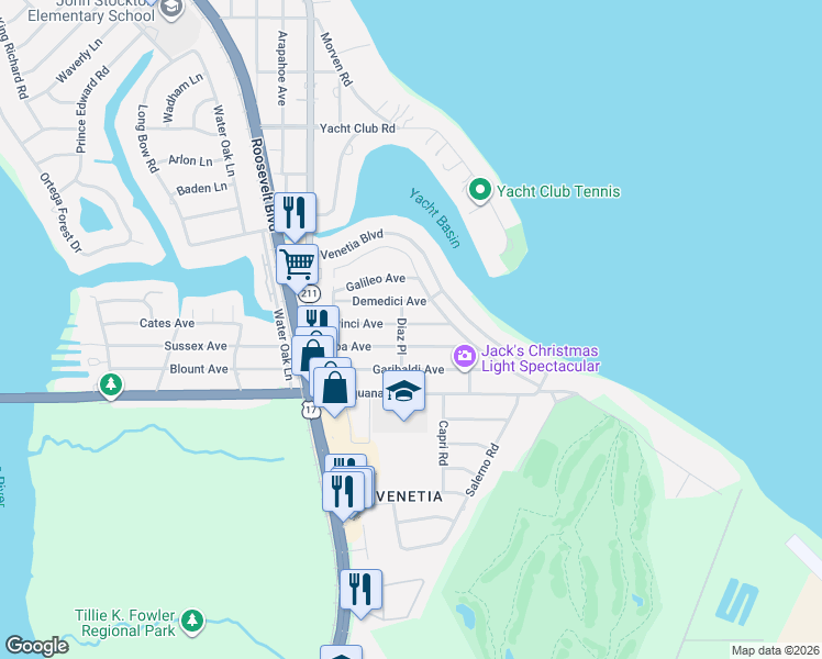 map of restaurants, bars, coffee shops, grocery stores, and more near 4312 Demedici Avenue in Jacksonville