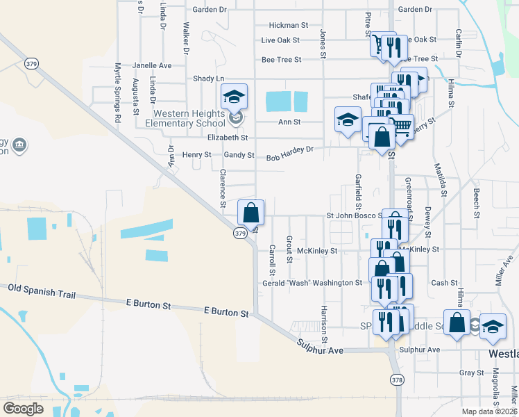 map of restaurants, bars, coffee shops, grocery stores, and more near 1701-1799 Gwen Drive in Westlake